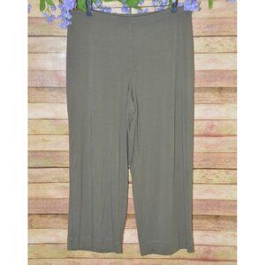 J.Jill Wearever Collection Womens Full-Leg Cropped Knit Pants Olive Green Size L